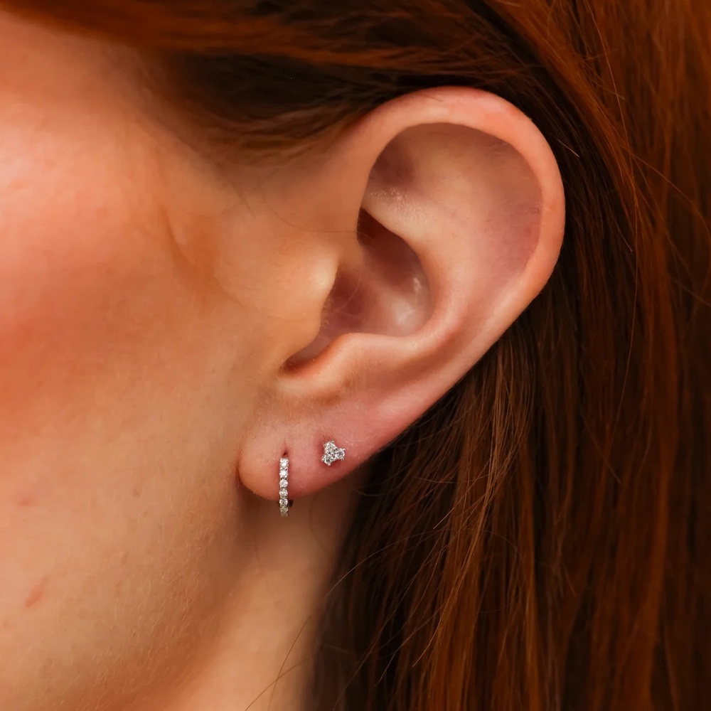 ✨ Dana Rebecca Designs White Gold Diamond Mini Huggies! ✨